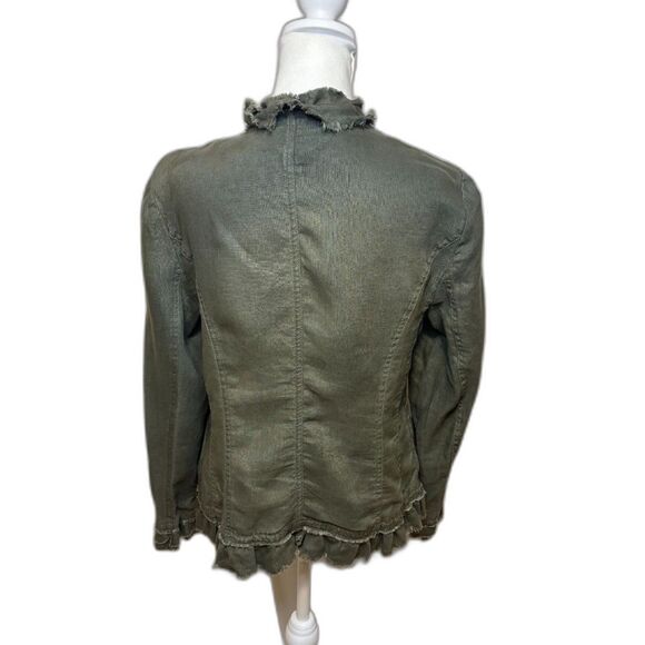 INC International Concepts Green Linen Ruffled Jacket Womens - Picture 3 of 4